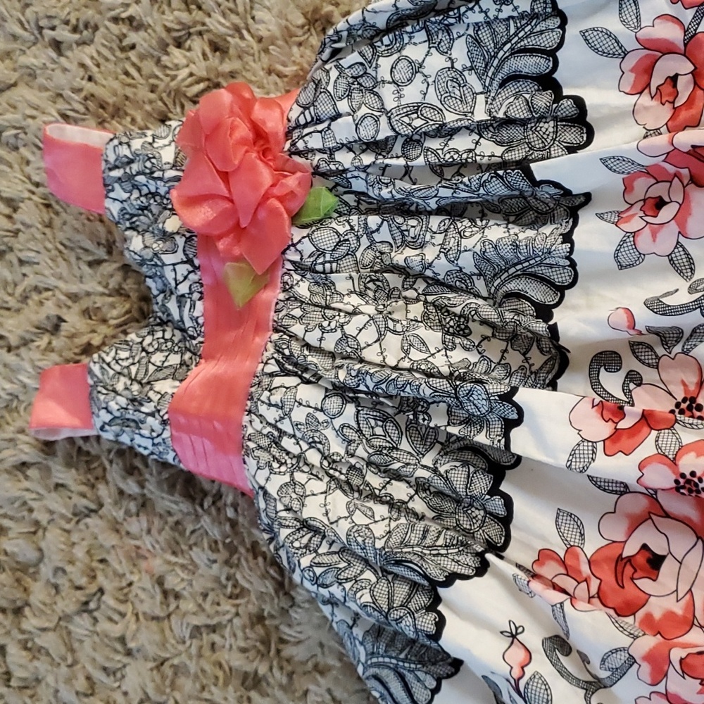 Girls dress floral bow size 5 jessica ann - Picture 2 of 3